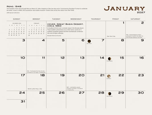 2027 Nevada Historical Calendar - PRE SALE